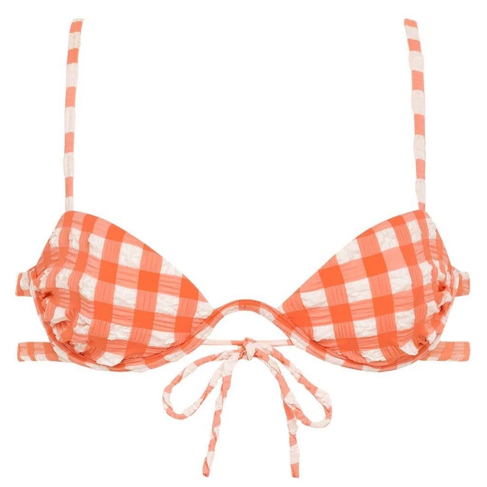 Montce Shrimp Gingham Elany Bikini Top - Picture 3 of 6
